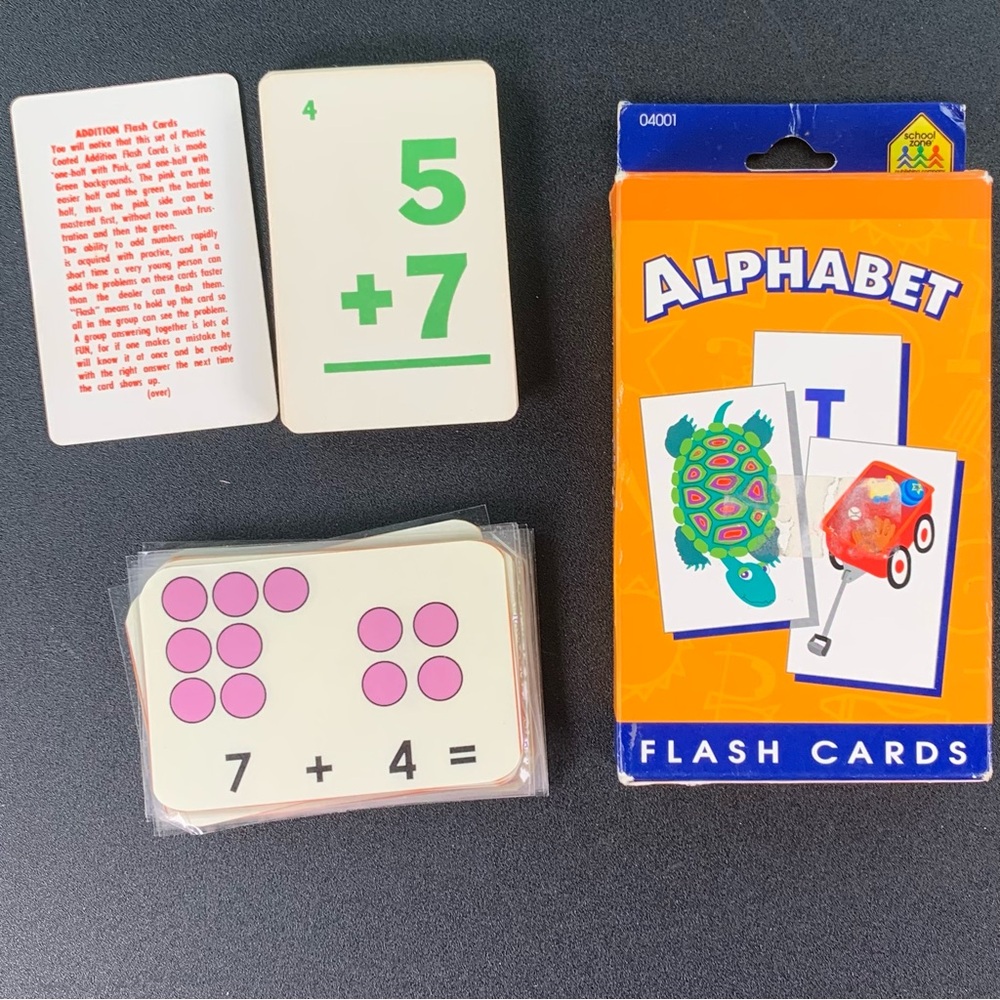 Flash Cards for Kids. Alphabet and Addition Math.